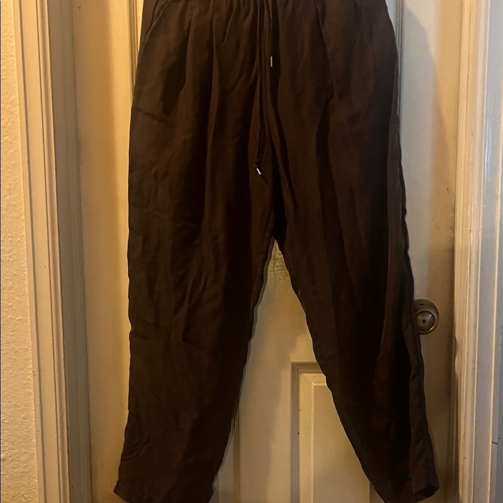 Women's Relaxed Fit Brown Joggers 100% silk